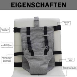 Baby Booster Seat, Portable Fabric High Chair, Baby, Travel Child Seat, Foldable High Chair Safety Belt for Baby High Chair for Home and On the Go