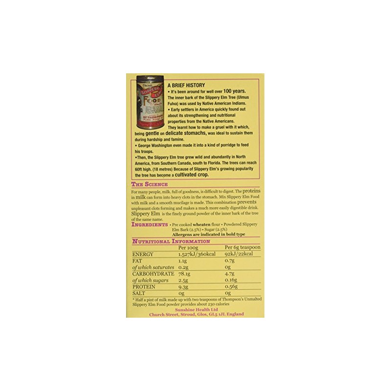 Slippery Elm Food Thompson's Slippery Elm Plain Food 454 g