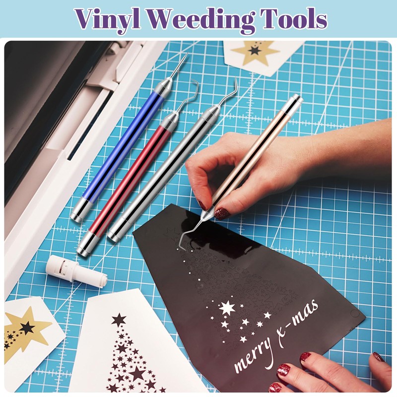 Leriton 4 Pcs LED Weeding Tools for Vinyl with Light