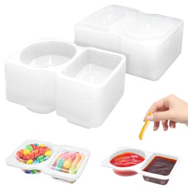 CAIXIANGYU Pack of 20 Reusable Snack Containers with Lids, Portable Snack Boxes for Condiments, Dips, Meals, Camping, Picnic, Takeaway Food Containers (Transparent)