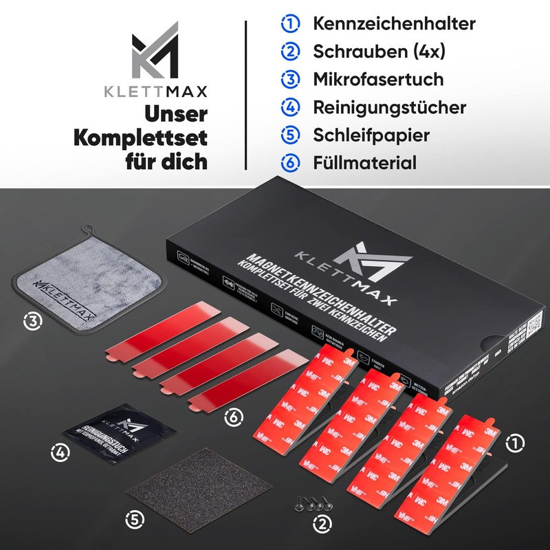 KLETTMAX Magnetic Number Plate Holder: Frameless, Weatherproof Holder for Aluminium,