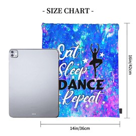 LRERNAJF Eat Sleep Dance Repeat Drawstring Backpack Gym String Bag Drawstring Sackpack Sport For Womens Mens