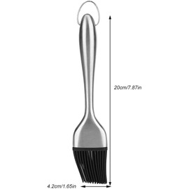 Pincel para Barbacoa, Aplica Aceite o Salsa con Cabeza de Silicona, Mango Acero Inoxidable 20cm para Asar Parrilla Adultos Uso Hogar