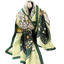 NUWEERIR Womens 100% Large Mulberry Silk Scarf Long Satin Scarf Fashion Designer Scarf Lightweight Wraps