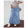 MakeMeChic Women's Maternity Jean Denim Maxi Skirt Pregnancy High Waisted