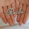 Mariell Crystal Rhinestone "Bride" Brooch Pin in Script Lettering -