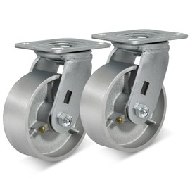 CWfutureparts 5" x 2" Heavy Duty Industrial Casters, 1000 lbs Load Capacity,Swivel Caster Wheels with Roller Bearing - Semi Steel Cast Iron Wheels for Workbench，Pallet Trucks （2 Pack）