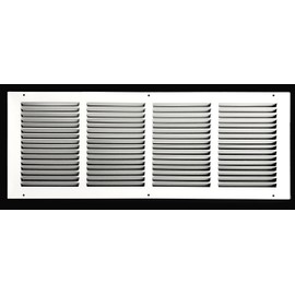 Fits 24x8 Duct Opening Stamped Steel Return Air Grille Vent Cover Grille for Sidewall and Ceiling in White Surface Dimensions: 25.75"W X 9.75"H (24" W x 8" H Duct Opening)