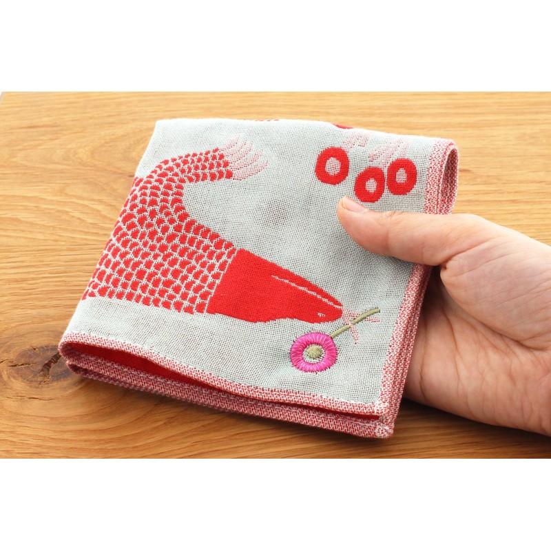 Kusubashi Ori Mon A-65932-86-B Morita MiW Gauze Handkerchief, Komodo Dragon,