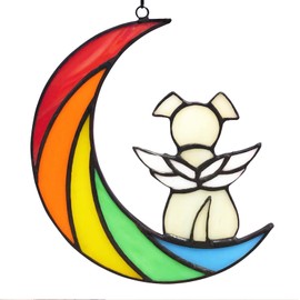Rainbow Bridge Dog Memorial Gifts for Loss of Dog, Angel Window Hangings Suncatcher Dog, Memorial Loss Sympathy Passing Away Gift, Dog Bereavement Gifts (Style A)