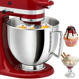 5QT Stainless Steel Mixer Bowl Compatible with KitchenAid Bowls for Mixer, Artisan&Classic Series 4.5-5QT Tilt-Head Mixers, Kitchen Gadgets Mixer Bowl with Handle,Metal Bowl for Kitchen Mixing Bowl