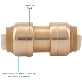 SharkBite 1/2 Inch Coupling, Pack of 4, Push to Connect Brass Plumbing Fitting, PEX Pipe, Copper, CPVC, PE-RT, HDPE, U008LFA4