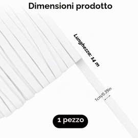 AUYAO Elastica Banda per Cucito, 14M*1CM Ampio Nastro Elastico Piatto, con Dispositivo di filettatura, Rotolo di Elastico per Cucito per Pantaloni, Cucire Vestiti, Artigianato DIY(Bianco)