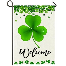St Patrick's Day Garden Flag 12x18 Inch Double Sided Shamrock Clover Happy St Patrick's Day Burlap Welcome Flags Happy Saint Patty's Day Irish Small Mini Flag Yard Outdoor Decor-QZ14