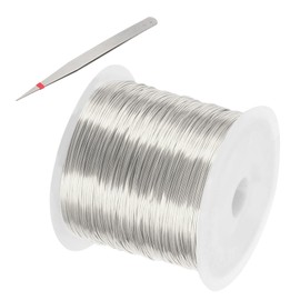 PATIKIL 24 Guage/ 0.5 mm 171 Feet Jewelry Craft Wire, Copper Beading Wire with Plier for Beading Jewelry Making Supplies Earrings Bracelets Accessories Sculptures Gardening, Silver