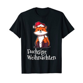 Fox Christmas Outfit Santa Hat Fox T-Shirt