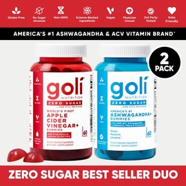 Zero Sugar Best Seller DUO - Apple Cider Vinegar with Vitamin B12 and Probiotics To Address Bloating, Ashwagandha & L-Theanine, Vitamin D gummies. Gluten-Free, Vegan, Non-GMO & Gelatin-Free