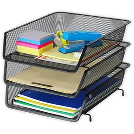 Simple Houseware - Organizador de escritorio apilable para documentos y cartas, 3 paquetes, color negro