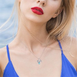 Rmeet Salamander Pendant Necklace,Salamander Cute Cartoon Blue Crystal Zircon Pendant Necklace for European and American Fashion Animals Jewelry Girl Birthday Gift,Cartoon Themed Accessory