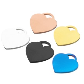 MECCANIXITY Heart Side Pendants Mini Charm Bracelet Mixed Color Stainless Steel Blank Tag 1.42x1.38inch for DIY Crafts Metal Stamping Jewelry Making 5Pcs