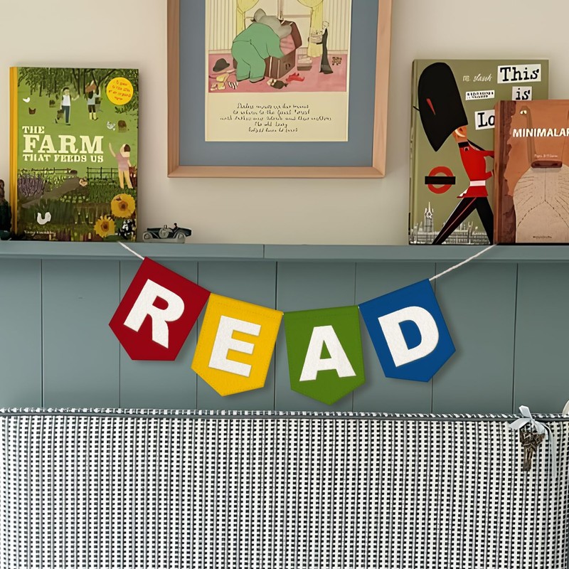 Wheatwin Classroom Reading Nook Decor, Read Sign Felt Pennant Flag