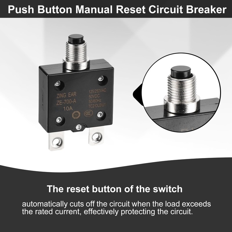 DMiotech 10A Thermal Circuit Breaker 125/250V AC 50V DC 50/60Hz