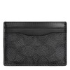 COACH Men's Money Clip Card Case in Signature Canvas, Charcoal,