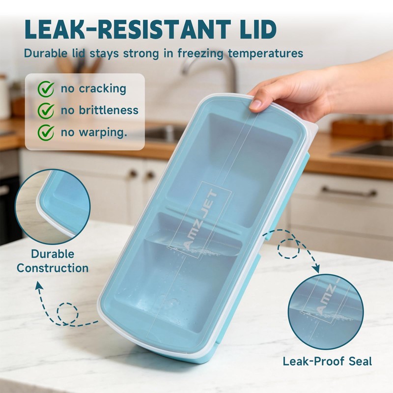 4-Pack Silicone Freezer Trays with Lid & 20 Bags -