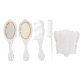 FRCOLOR 5pcs : Accessories Hand Vanity Travel Embossed Curly Handle Hari Bag Holder Desktop Pot Handheld Wet/Comb Combs Hairbrush Salon Women Rat Styling Storage Dry Makeup/and