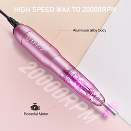 Portable Electric Nail Drill Machine Professional 20000 RPM Manicure Pedicure Nail File Drill Kit Set with Sanding Bands for Acrylic Gel Nails(Pink)