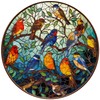 Stained Glass Puzzle Bird Puzzles for Adults 1000 Pieces, Round