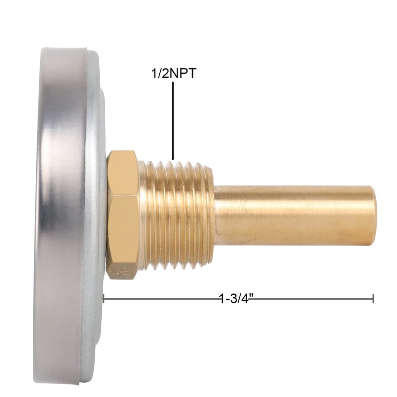 Uharbour 2-1/2" Dial Water Thermometer, Water Temperature Gauge with 1-3/4"