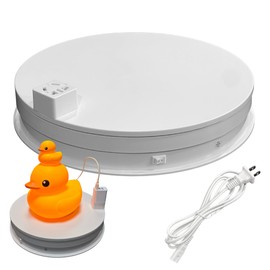Fotoconic 11.8"/30cm Rotating Display Stand Turntable 55Lbs/25kg Load Capacity with AC Socket Power Outlet (White)
