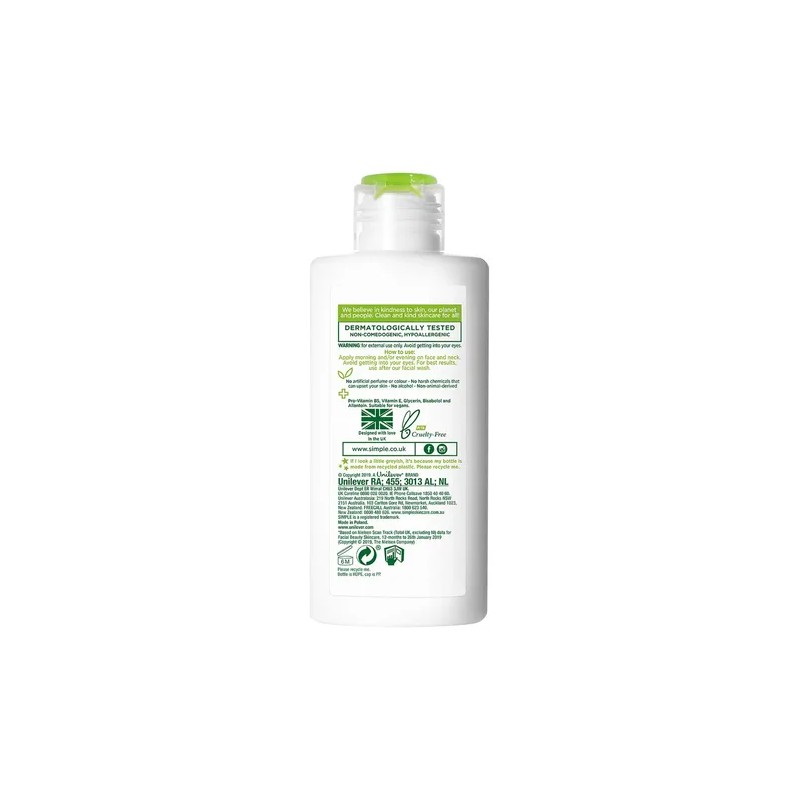 Simple Crema Facial Hidratante 12 h, Uso Día y Noche,