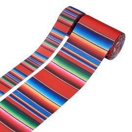 Pandahall 2 Rolls Fiesta Ribbon, Mexican Serape Ribbon, Colourful Rainbow Stripes, Grosgrain Ribbon Lace for DIY Gift Wrapping, Autumn Crafts (2 Sizes, 1 inch/2.48 Inch Width, 5 Yards/Roll)