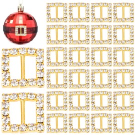 AUEAR, paquete de 25 hebillas cuadradas doradas con diamantes de imitación de 16 mm, cinturón de metal, mini faja para silla para boda, fiesta, regalo de bricolaje, manualidades, Oro, 16MM-25 Pack
