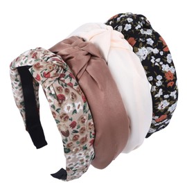 4Pcs Knotted Headbands for Women, Thick Headbands for Women Non Slip Boho Head Bands for Women's Hair, Wide Cute Head Bands for Womens Fashion Accessories