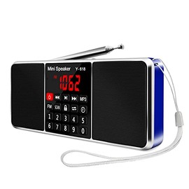 LEFON Multifunction Digital FM Radio Media Speaker MP3 Music Player Support TF Card USB Drive with LED Screen Display and Setting Timing Shutdown Function (Blue)