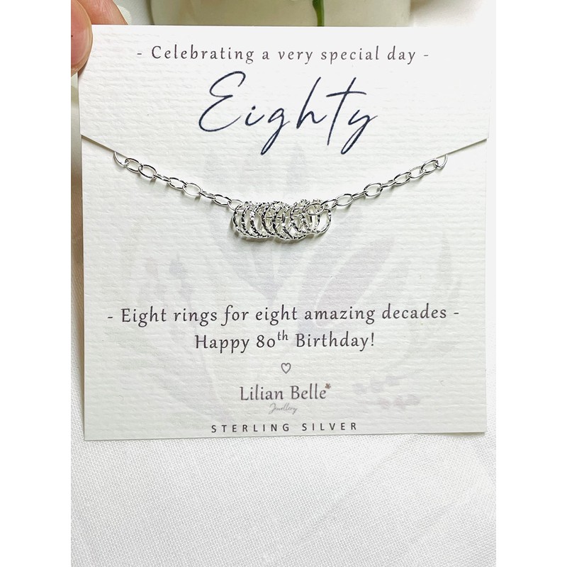 Lilian Belle 80th Birthday 925 Sterling Silver Bracelet Jewellery Gift