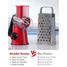 Rotary Cheese Grater, Vegetable Slicer with Three Drum Blades, Grater for Kitchen Faster and Easy Cutting, Rotary Drum Grater Ideal for Cheese, Cucumber, Carrot, Nuts, etc.