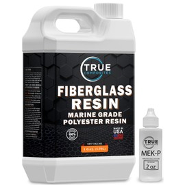 True Composites Fiberglass Resin Polyester Resin Marine Grade Resin 1 Gallon with MEKP Hardener Polymer Resin Fiberglass Repair Kit Laminating Resin for Wood Boat Building and Repair