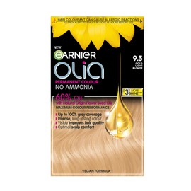 Garnier Olia Permanent Hair Dye, Up to 100% Grey Hair Coverage, No Ammonia, 60% Oils, 9.3 Golden Light Blonde