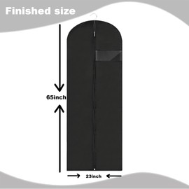 LXLOVESM Dress Bags for Gowns Long, 65'' Garment Bags for Hanging Clothes, Suit Bag Cover for Storage and Travel (Black)