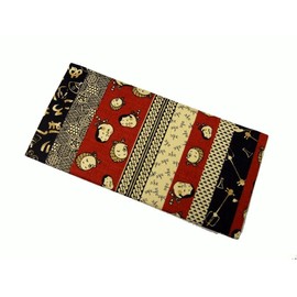 Jidai Komon Bill Long Wallet, Japanese Pattern, Okame Hyottoko Red, red
