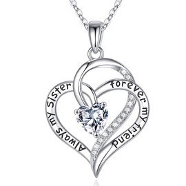 Iefil Women's 925 Sterling Silver Birthstone Necklace, April White Topaz, for Sister, Mother, Valentine's Day, Christmas, Birthday Gifts