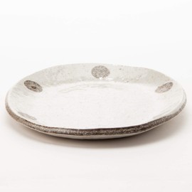 Mino Ware K52025 White Karatsu Oval Plate with Polka Dots