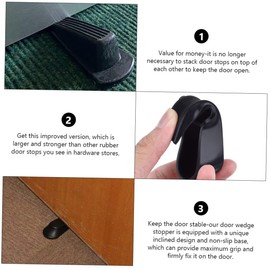 FUNOMOCYA 5pcs Door Bumper Safety Stay Rubber Door Wedge Stopper for Home Door Draft Stop Anti-Skid Bottom Black