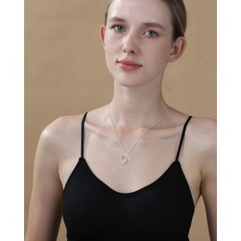 Rajputana S925 Sterling Silver Birthstone Heart Necklace,Dainty Round Birthstone Celtic Knot Pendant Sliver April Birthstone Necklaces Birthday Valentines Christmas Jewelry Gifts for Women Girls