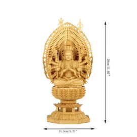 xiledu Thousand Hands Quan Yin Buddha Statue,Hand -Carved Solid Wood Kuan Yin Statue Home Office Zen Decor,Goddess Guan Yin Statue Feng Shui Decor