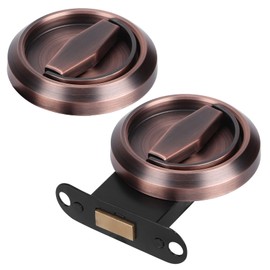 Storefront Door Mortise Lock Double Keyed Deadbolt Lock, Thumb Turn Locks Double Sided Lock Stainless Steel Ring Handle Door Lock Entrance Door Lock Round Deadbolt Lock(Red Bronze)